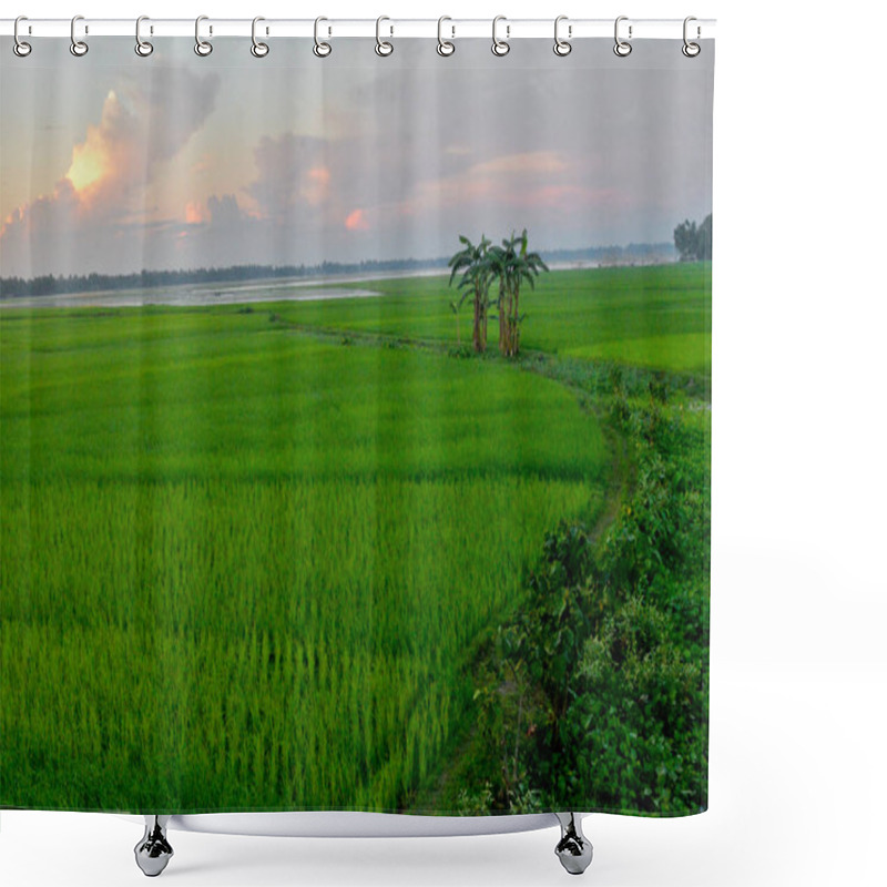 Personality  A View Of Paddy Field At Doulatpur Village In Jamalpur District, Bangladesh, On October 8, 2020 Shower Curtains