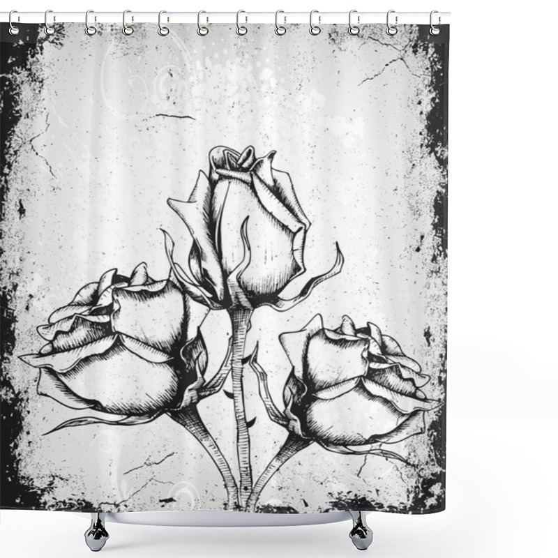 Personality  Grunge Floral Background Shower Curtains