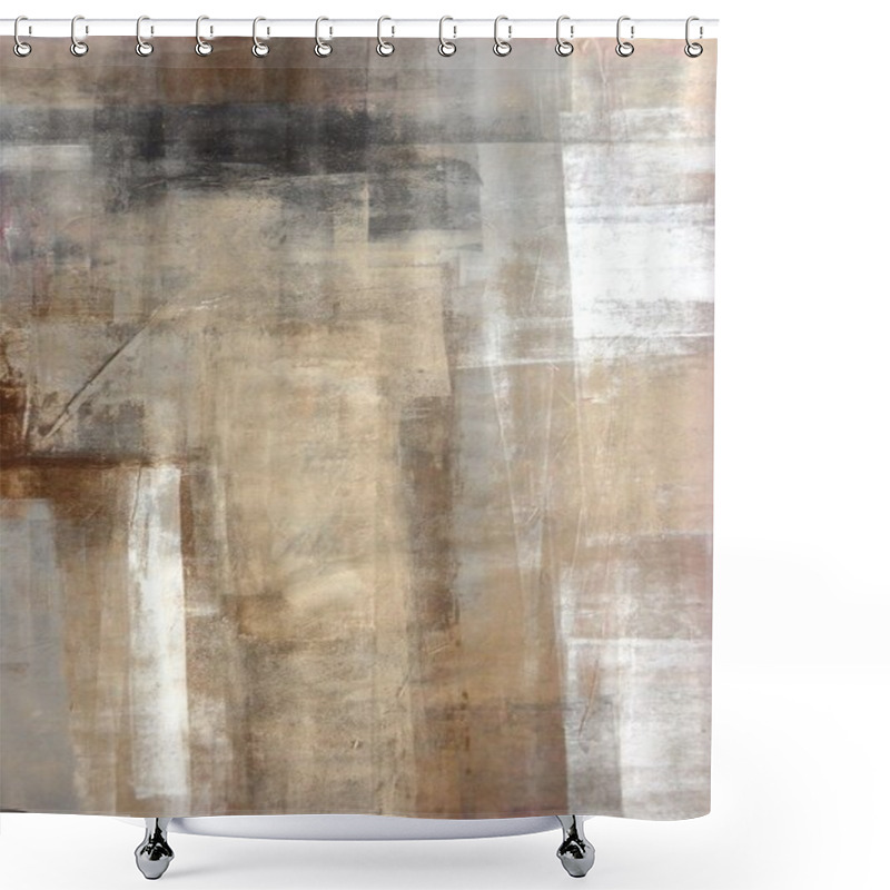 Personality  Brown And Beige Abstract Art Painting Shower Curtains