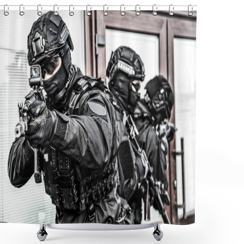 Personality  Police Special Operations Forces Fighters On Raid Shower Curtains