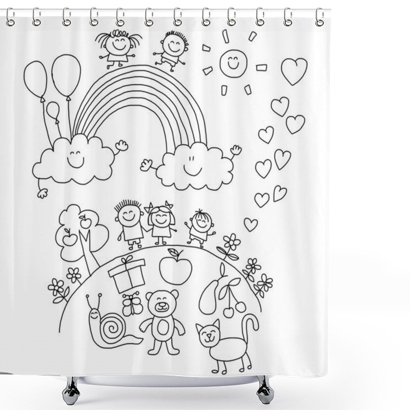 Personality  Vector Illustration With Kids. Shower Curtains