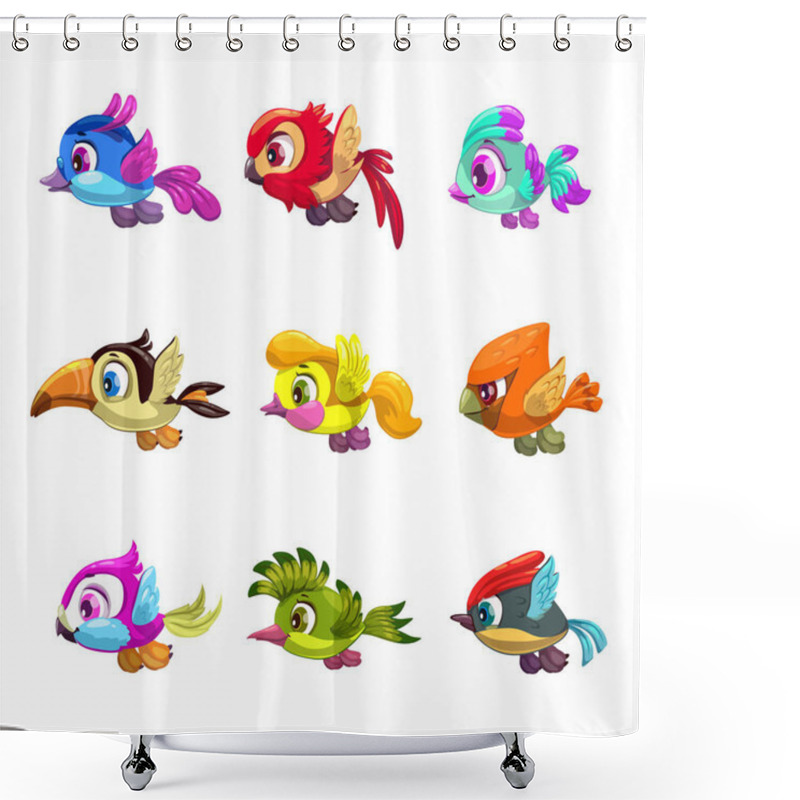 Personality  Little Cute Cartoon Lying Birds Set. Shower Curtains