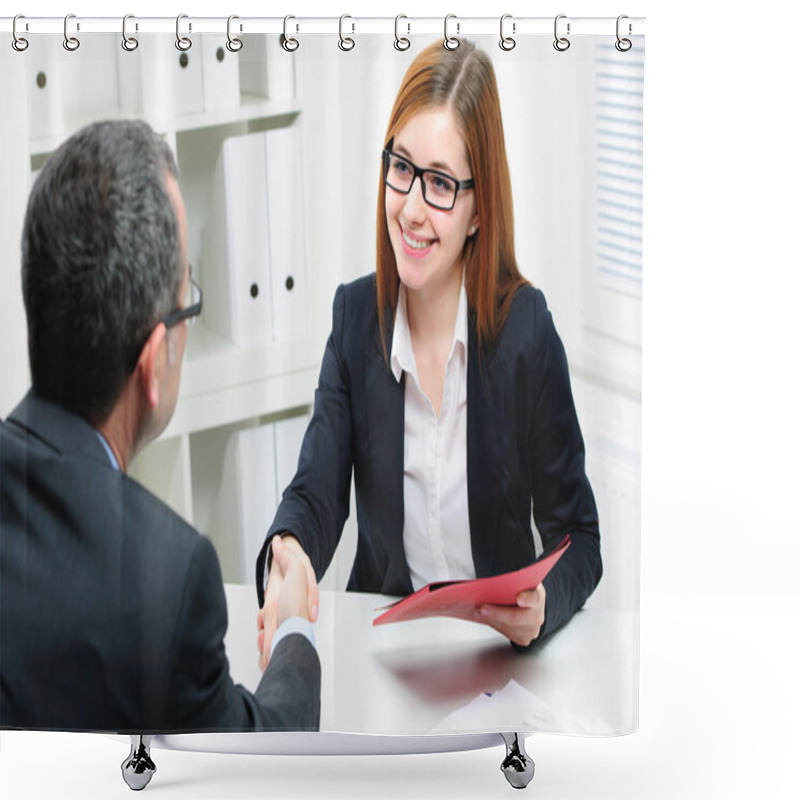 Personality  Job Applicant Having Interview Shower Curtains