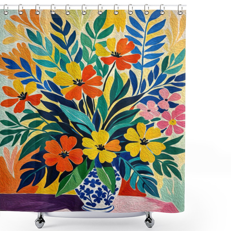 Personality  Botanical Patttern . Fashionable Abstract Background Painted With Oil Paint.  Shower Curtains