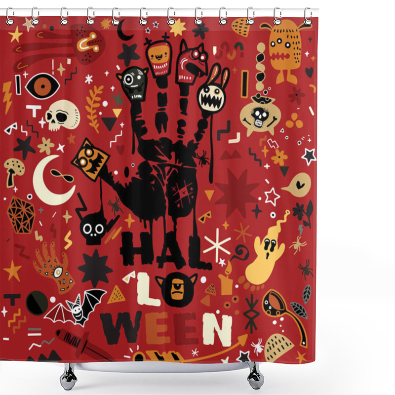 Personality  Vector Hand Drawn Doodle Cartoon Set Of Objects And Symbols On T Shower Curtains