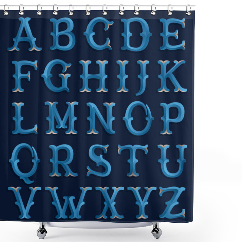 Personality  Retro Marine Font. Shower Curtains