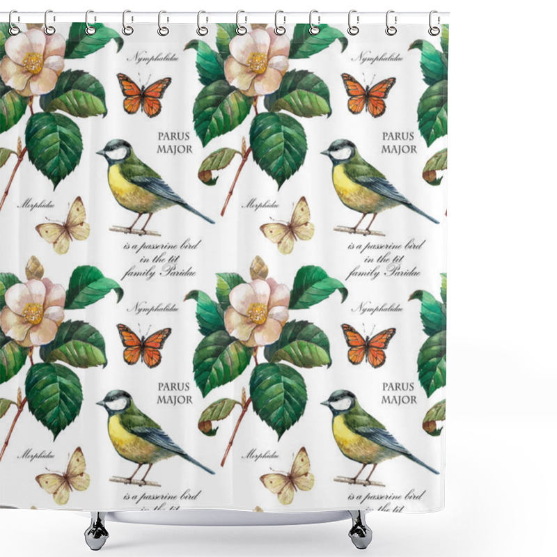 Personality  Pattern With Flowers And Birds. Shower Curtains