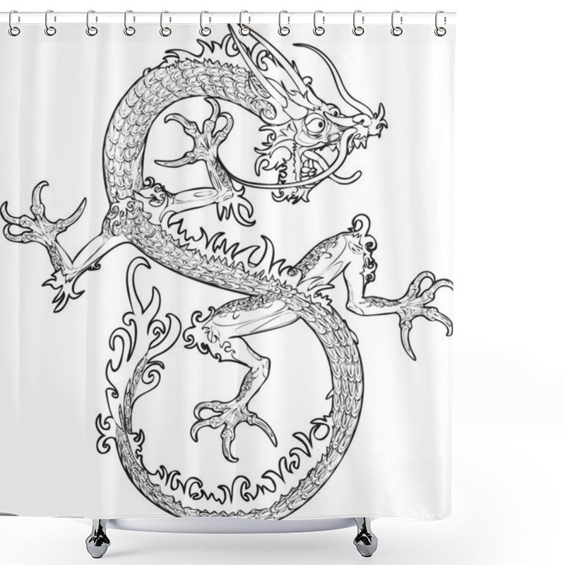 Personality  Dragon Illustration Shower Curtains