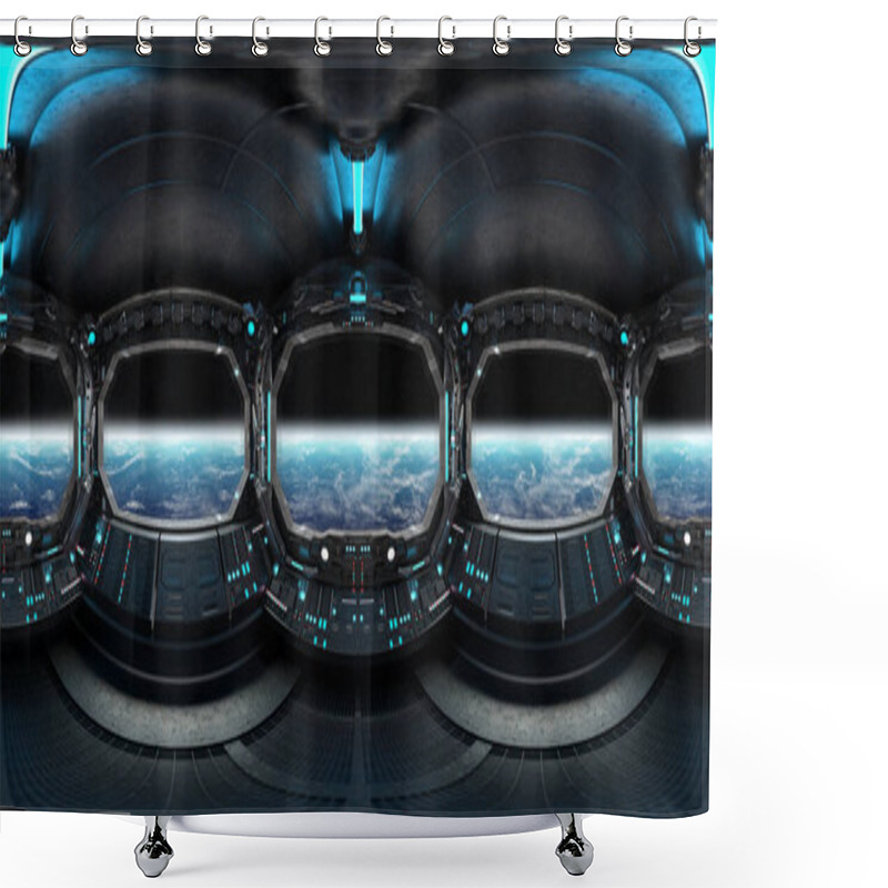 Personality  High Resolution HDRI Panoramic View Of Dark Blue Spaceship Interior. 360 Panorama Reflection Mapping Of A Futuristic Spacecraft Room 3D Rendering. Elements Of This Image Furnished By NASA Shower Curtains