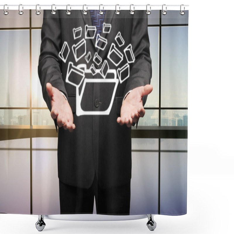 Personality  Man Holding Folders Shower Curtains