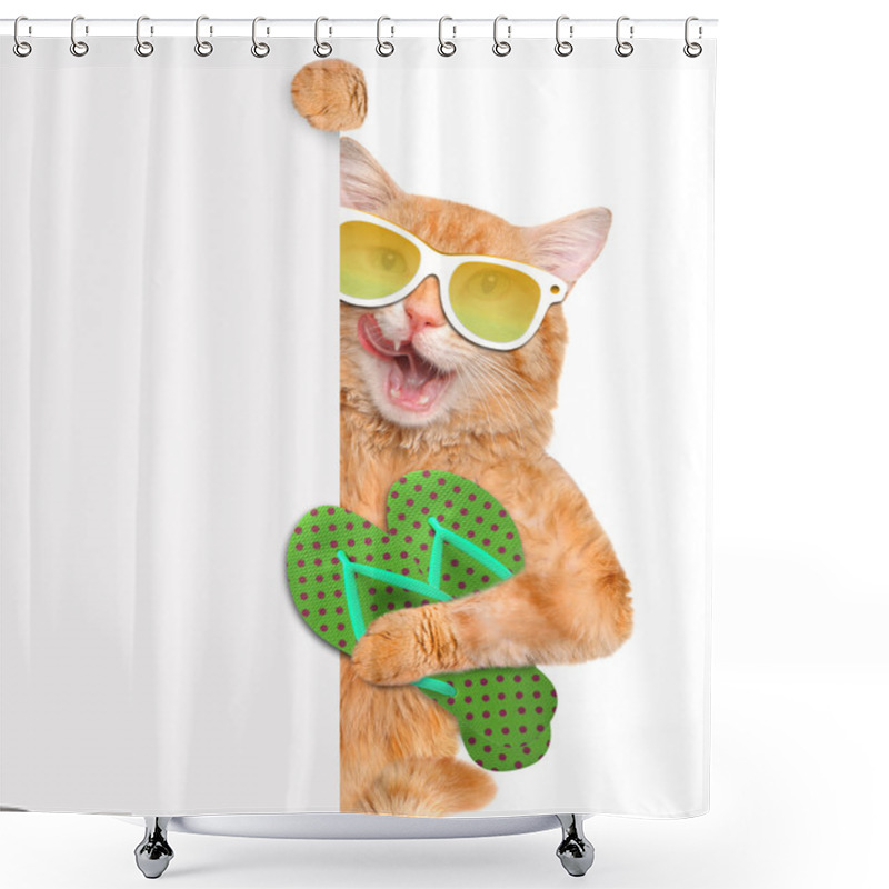 Personality  Cat With Thongs. Shower Curtains