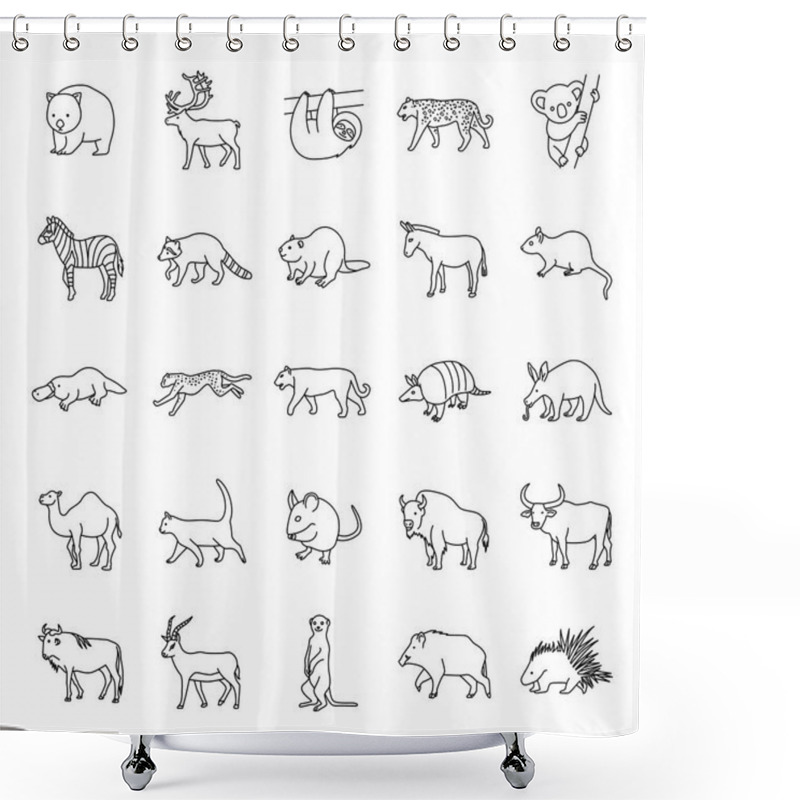 Personality  Mammals II Outlines Vector Icons Shower Curtains