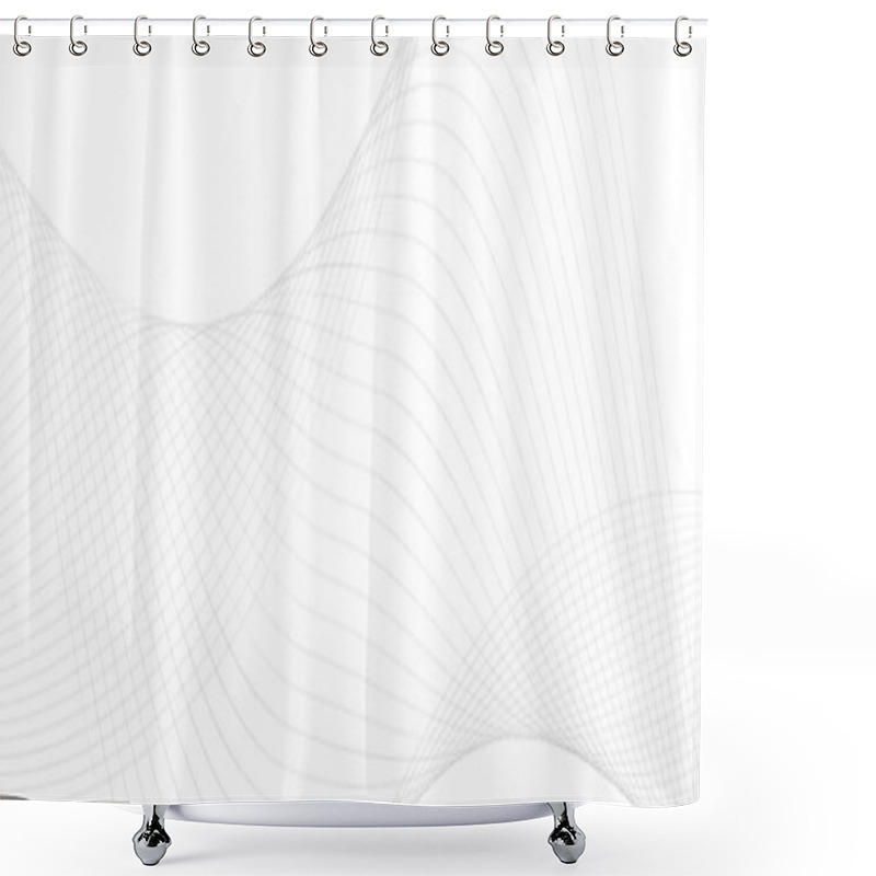 Personality  Gray Wavy Lines. Abstract Technology Background. Vector Illustration Shower Curtains