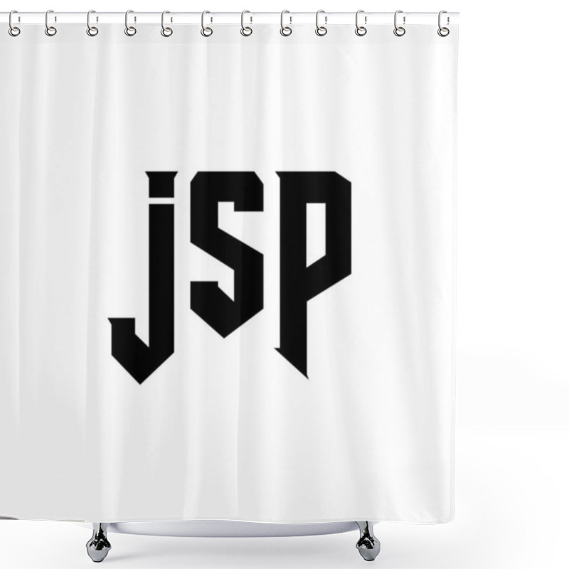 Personality  JSP Letter Logo Design For Technology Company. JSP Logo Design Black And White Color Combination. JSP Logo, JSP Vector, JSP Design, JSP Icon, JSP Alphabet. JSP Typography Logo Design Shower Curtains