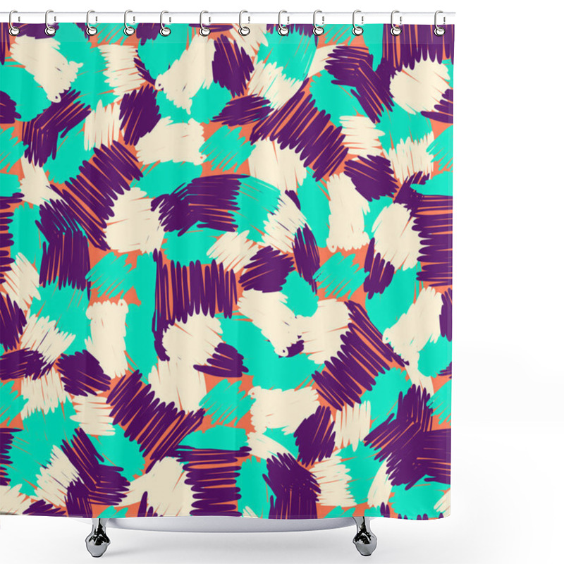 Personality  Abstract Doodle And Boho Style Handcraft Fabric Pattern For Girls, Boys, Clothes. Hand Draw Design For Clothing And Textile Background, Carpet Or Wallpaper. Fashion Style. Colorful Bright Shower Curtains