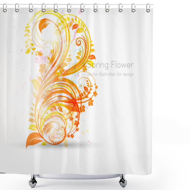 Personality  Hand Drawn Floral Background With Flowers, Greeting Vector Card For Retro Design Shower Curtains