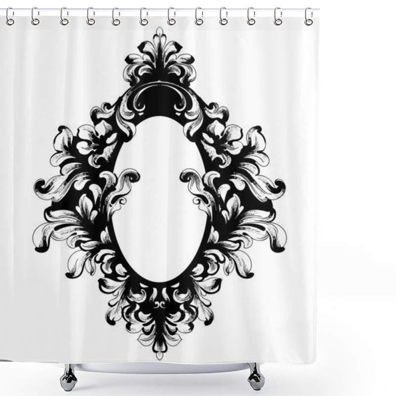 Personality  Vintage Baroque Mirror Frame.Vector. French Luxury Rich Intricate Ornaments. Victorian Royal Style Decors Shower Curtains