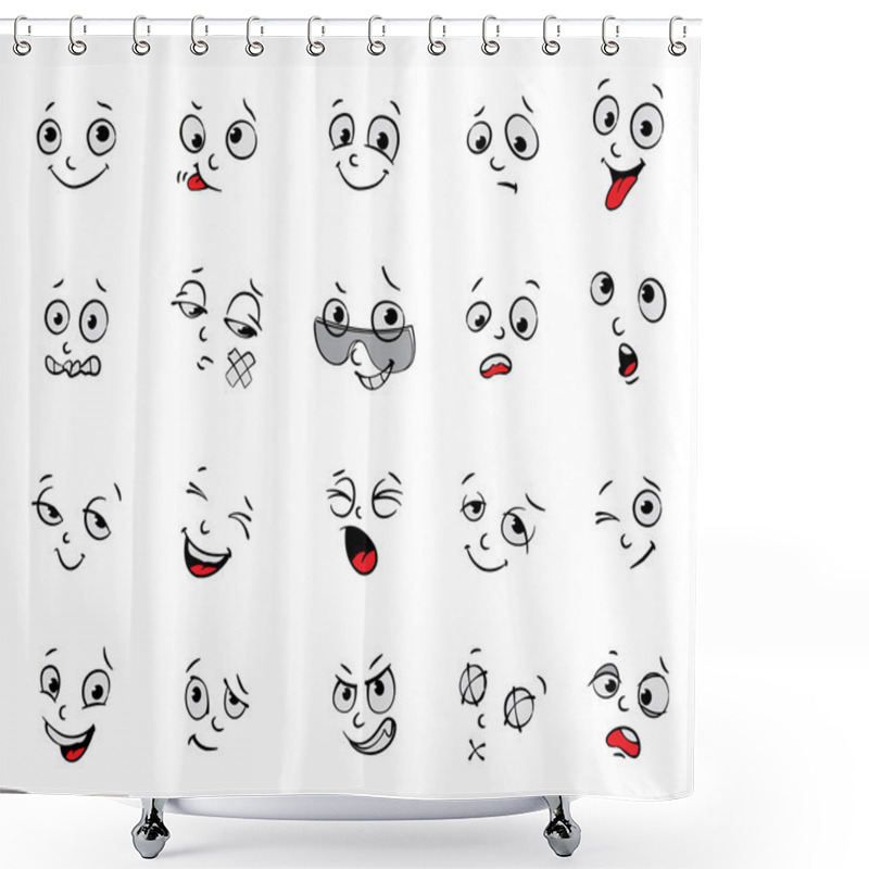 Personality  Emotions. Cartoon Facial Expressions Set Shower Curtains