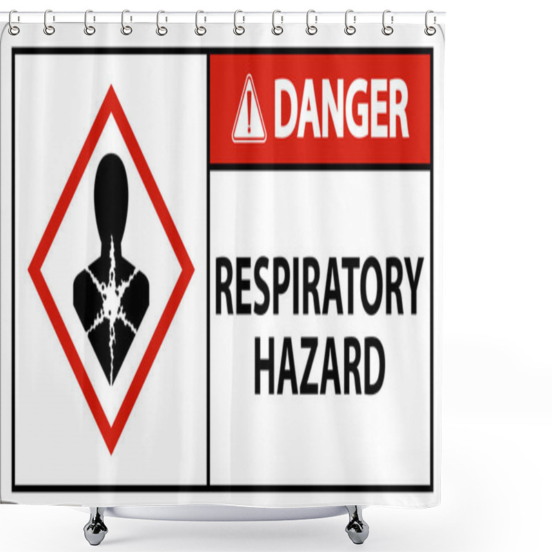 Personality  Danger Respiratory Hazard GHS Sign On White Background Shower Curtains