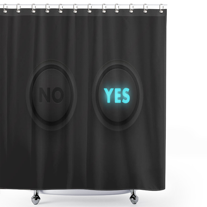 Personality  Yes No Button With Black Panel Shower Curtains