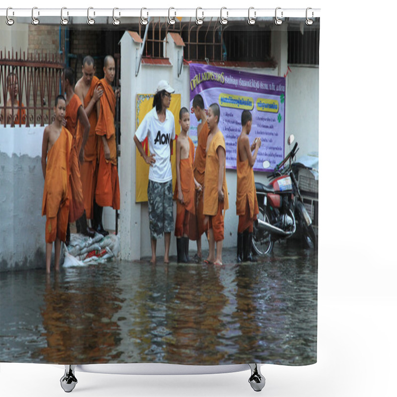 Personality  BANGKOK, THAILAND - NOVEMBER 17 : Flooding In Bangkok, Thailand Shower Curtains