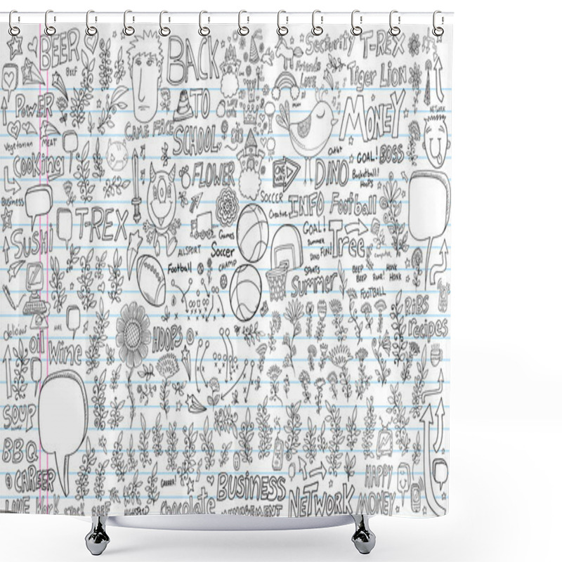 Personality  Notebook Doodle Design Elements Vector Set Shower Curtains