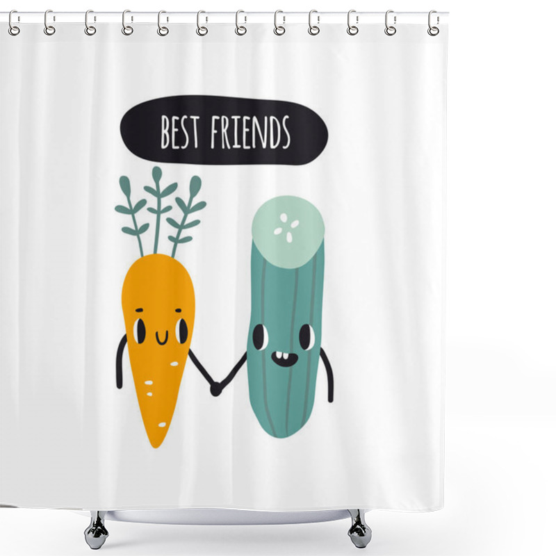 Personality  Best Friends. Print With Carrot And Cucmber Shower Curtains