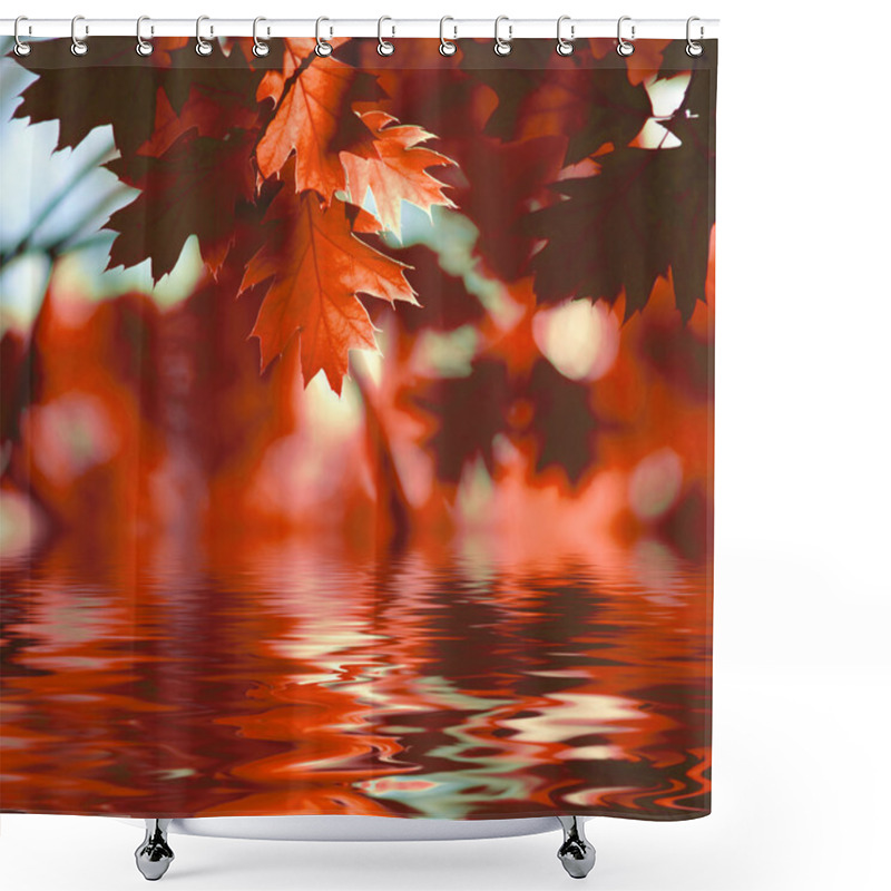 Personality  Red Autumn Leaves Reflecting In The Water Shower Curtains