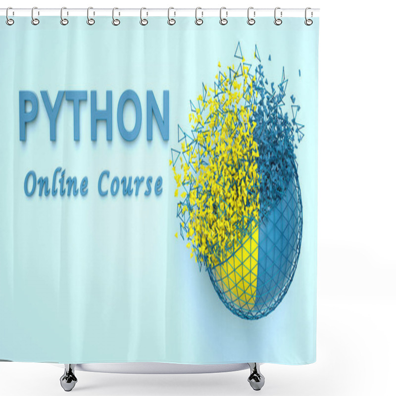 Personality  3D Illustration Of Python Online Course Advertisement. Python Language E-learning. Banner For Python Computer Course. Programming Online Training. Shower Curtains