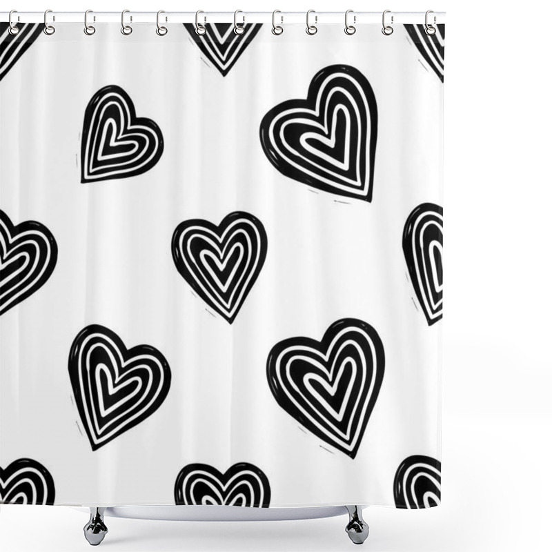 Personality  Seamless Pattern With Hearts. Shower Curtains