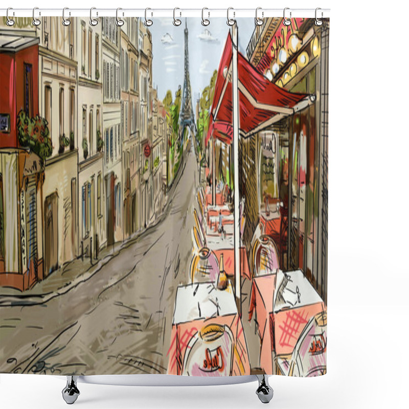 Personality  Street In Paris - Illustration  Shower Curtains