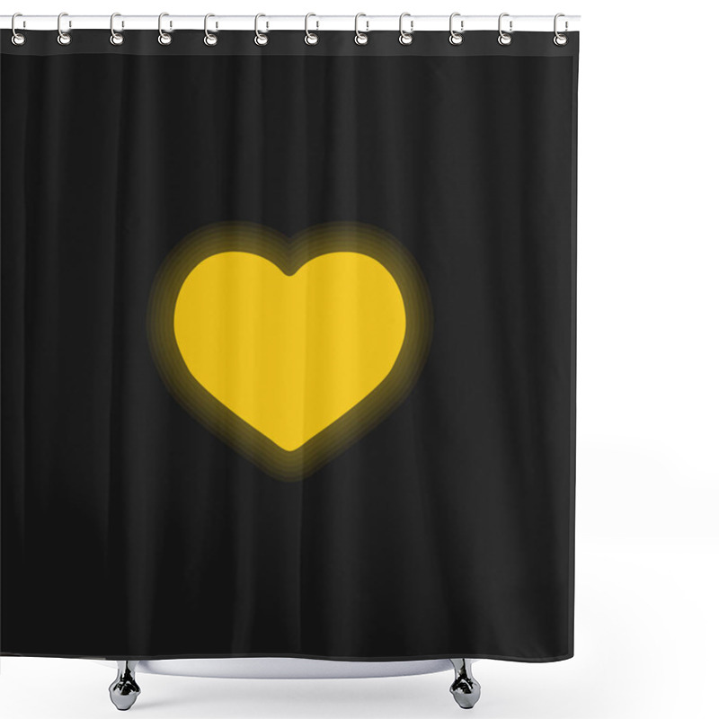 Personality  Big Black Heart Yellow Glowing Neon Icon Shower Curtains