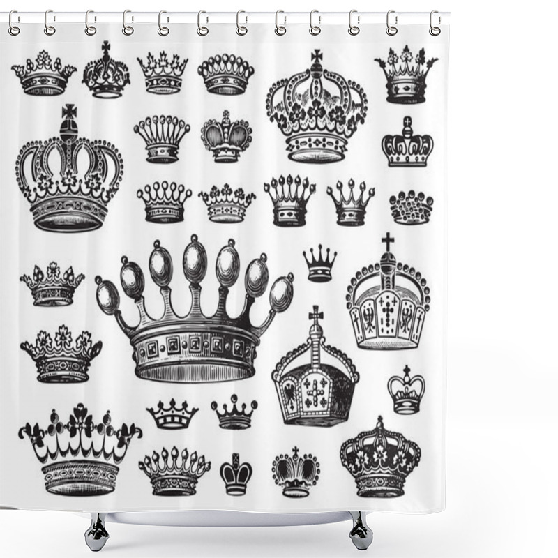 Personality  Antique Crowns Set (vector) Shower Curtains