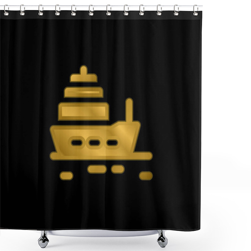 Personality  Boat Gold Plated Metalic Icon Or Logo Vector Shower Curtains