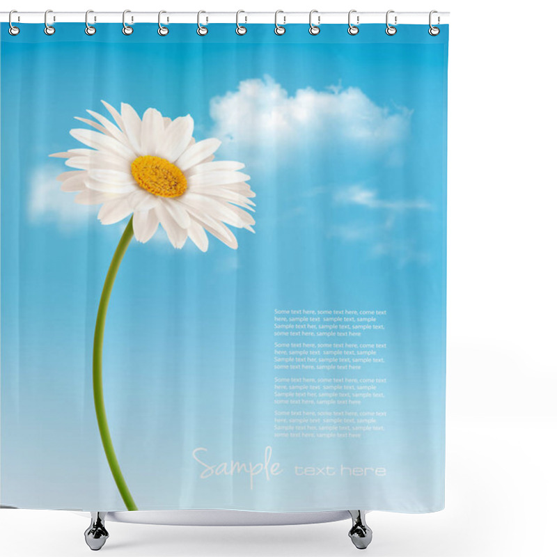 Personality  Beautiful White Daisy In Front Of The Blue Sky. Vector. Shower Curtains