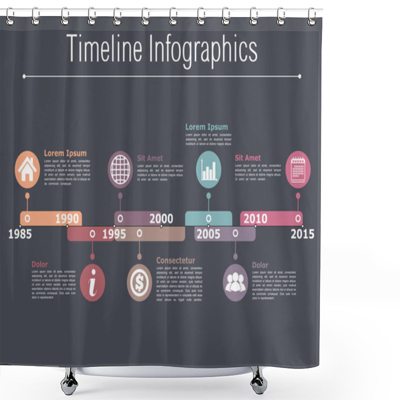 Personality  Timeline Infographics Template Shower Curtains