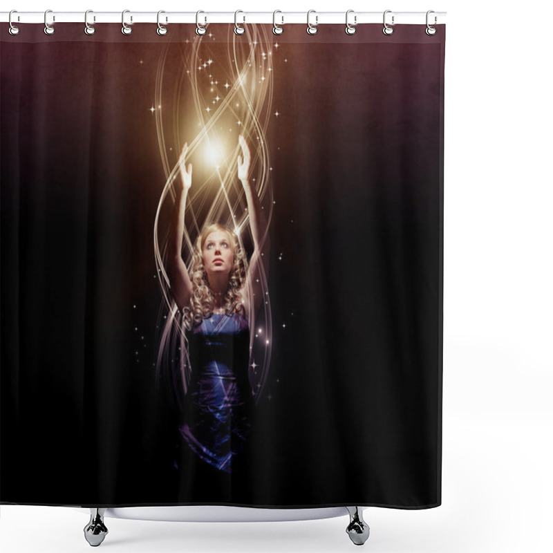 Personality  Woman Lifting Her Hands In Prayer Shower Curtains