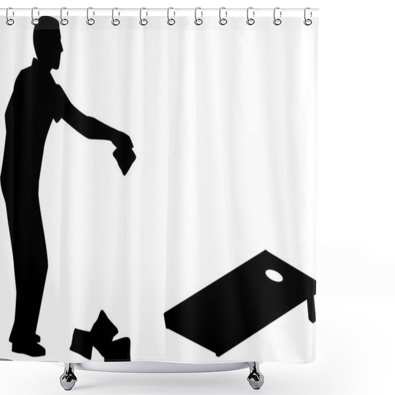 Personality  Man Playing Cornhole Game Silhouette Shower Curtains