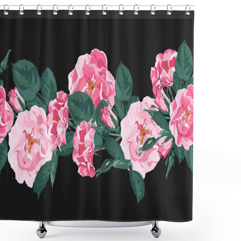 Personality  Tropic Summer Painting  Vector Pattern With Roses  Shower Curtains