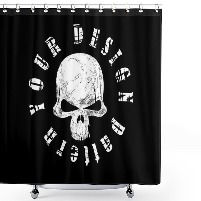 Personality  Design For T-shirt Print With Skull And Textures Shower Curtains