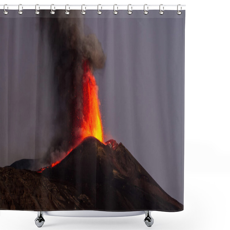 Personality  Mount Etna Eruption And Lava Flow Shower Curtains