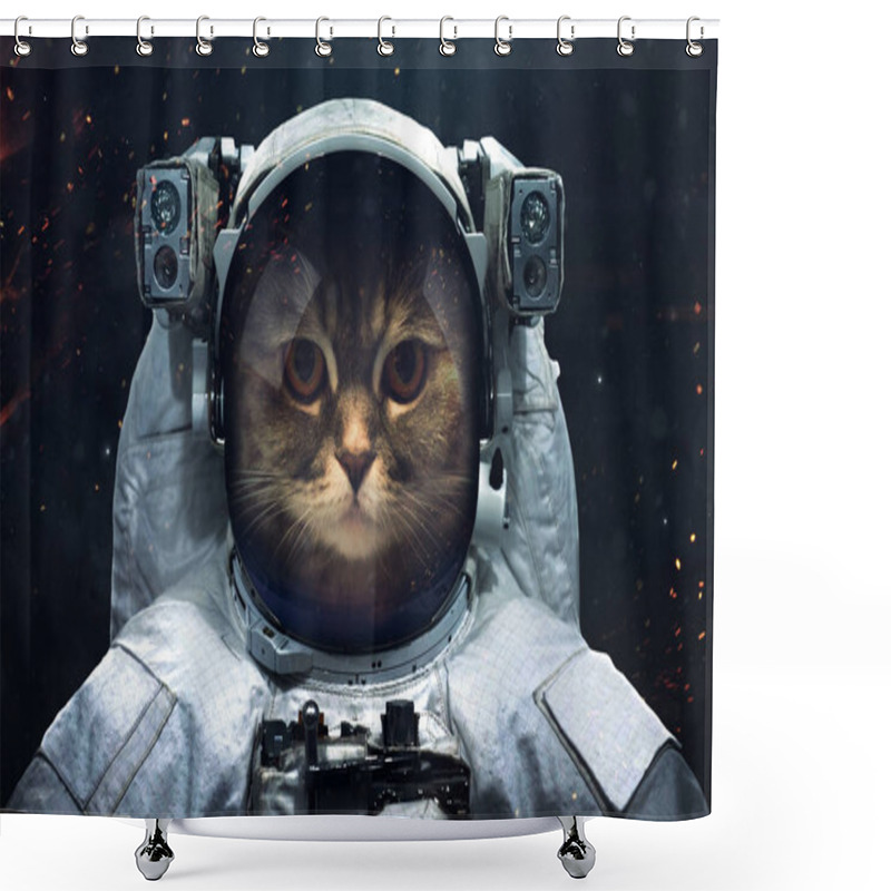 Personality  Science Fiction Space Wallpaper With Cat Astronaut, Incredibly B Shower Curtains