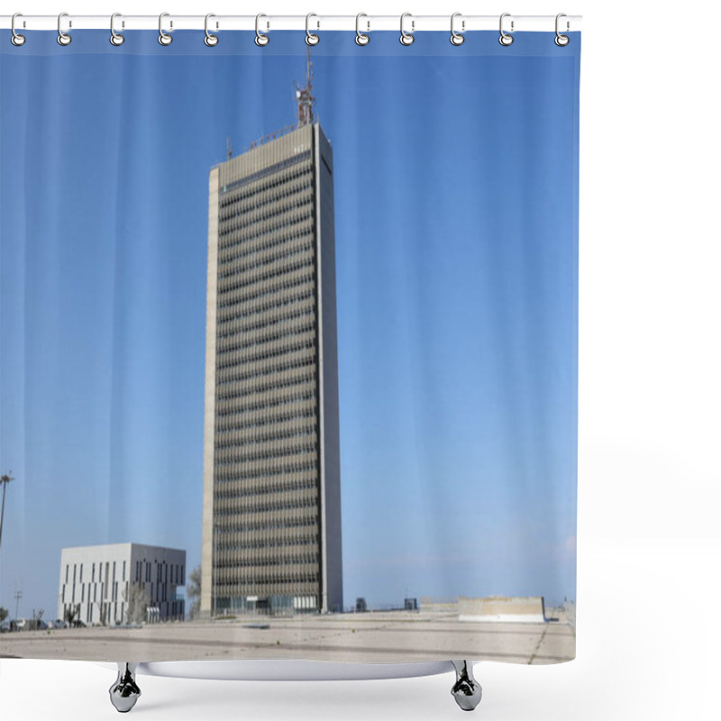 Personality  Tel Aviv, Israel: November 23, 2020: University Of Haifa Exterior Building. Shower Curtains