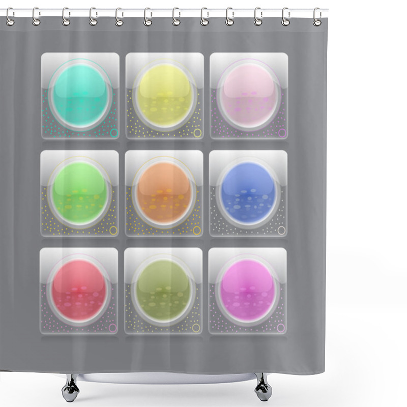 Personality  Web Shiny Buttons. Vector Illustration. Shower Curtains