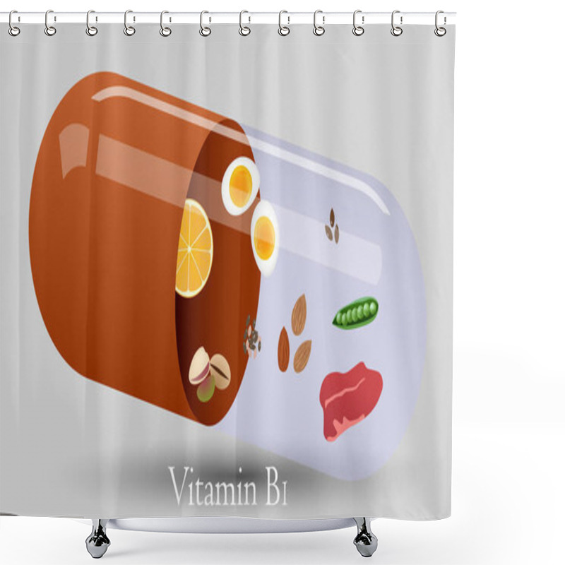 Personality  Vitamin Pill Vector Design. Vitamin B1 Vector Illustration Shower Curtains