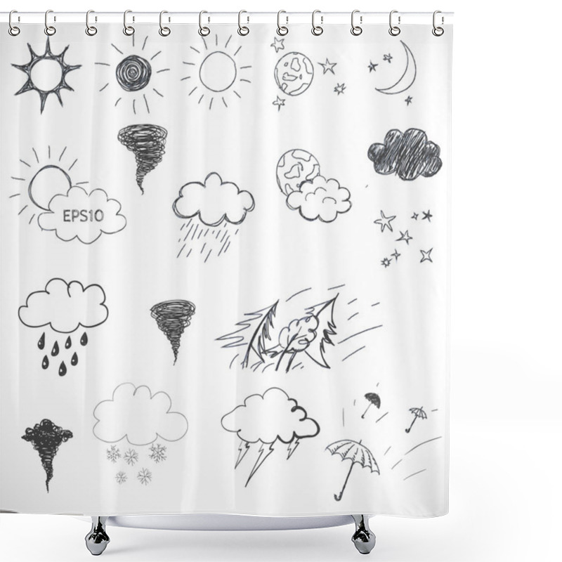 Personality  Weather Icons Set. Shower Curtains