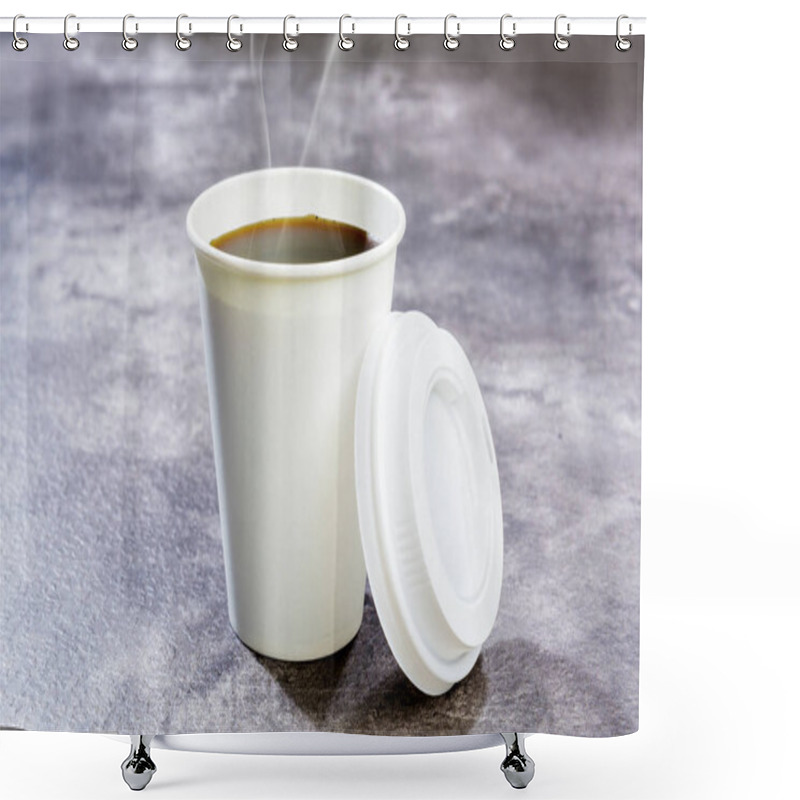 Personality  Styrofoam Cup With Hot Coffee Shower Curtains