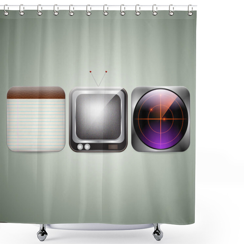 Personality  Multi-media Icons Vector Set Shower Curtains