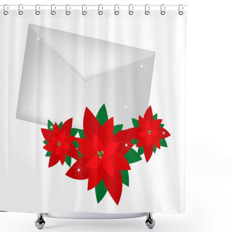 Personality  Lovely Red Poinsettia Flowers With A Letter Shower Curtains