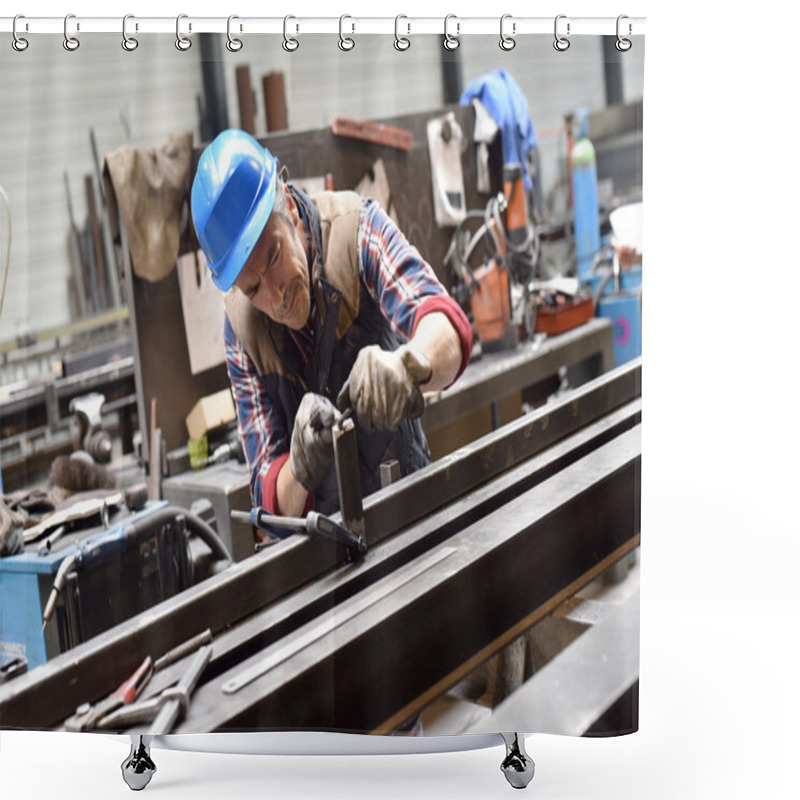 Personality  Man Working In  Factory Shower Curtains